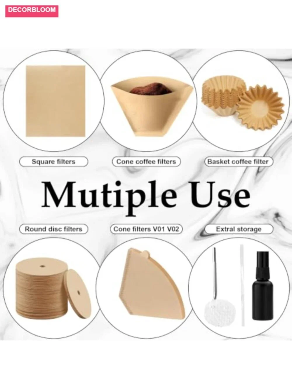 Bamboo Coffee Filter Storage Stand with 5 Compartments, V60 Filter Holder for